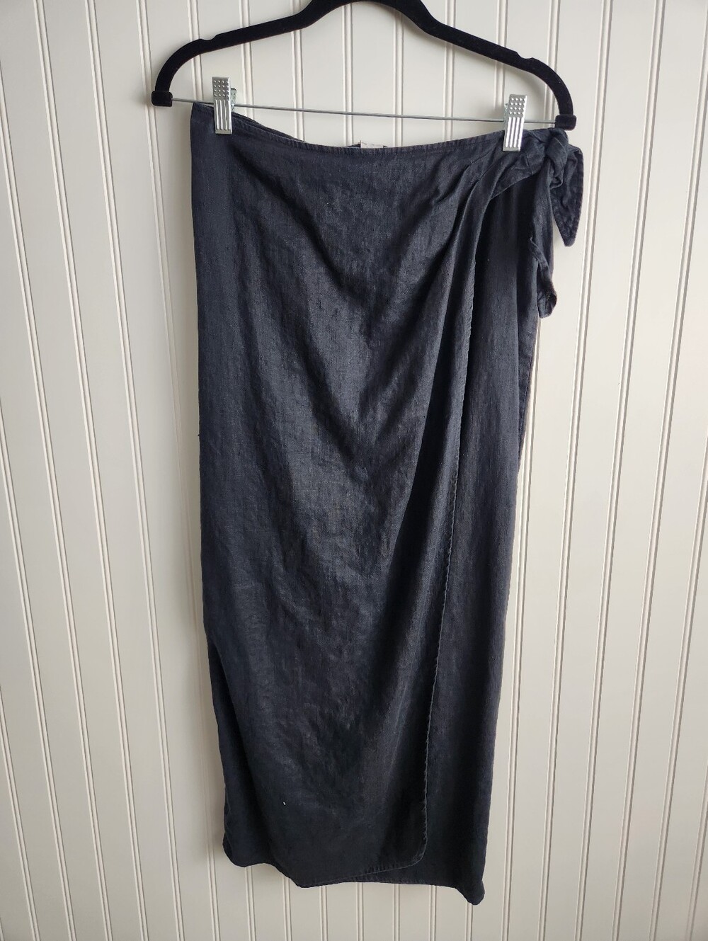 GAP Black 100% Linen Natural Wrap Midi Length Summer Skirt Small